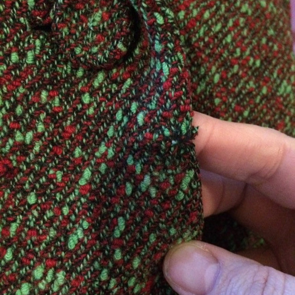 Vintage 2 PC. Tweed Suit, Red, Green, Black - Picture 8 of 8